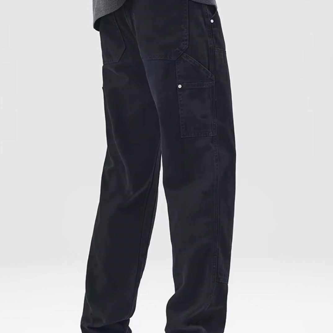 美式工装伐木裤男牛仔裤高街潮牌百搭直筒宽松秋冬休闲裤