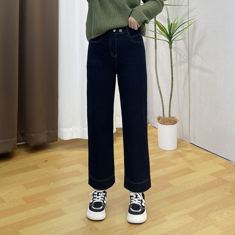 梨形显瘦大码女直筒窄版阔腿裤胖MM2025年春秋新款九分法棍牛仔裤
