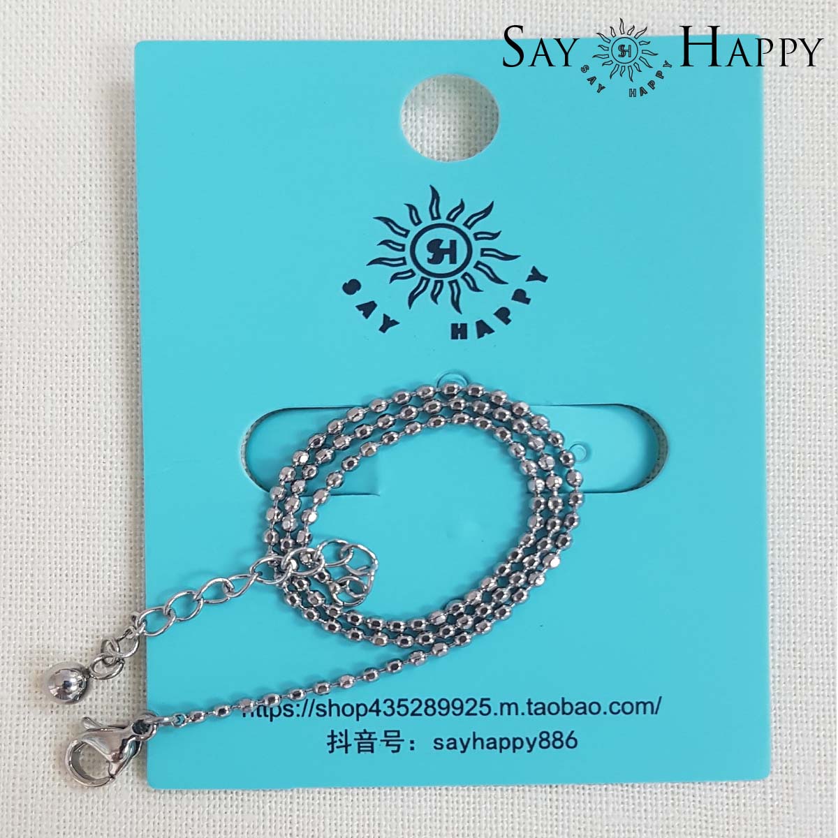 钛钢脚链 SAY HAPPY 韩国风简约百搭脚链素链豆豆链