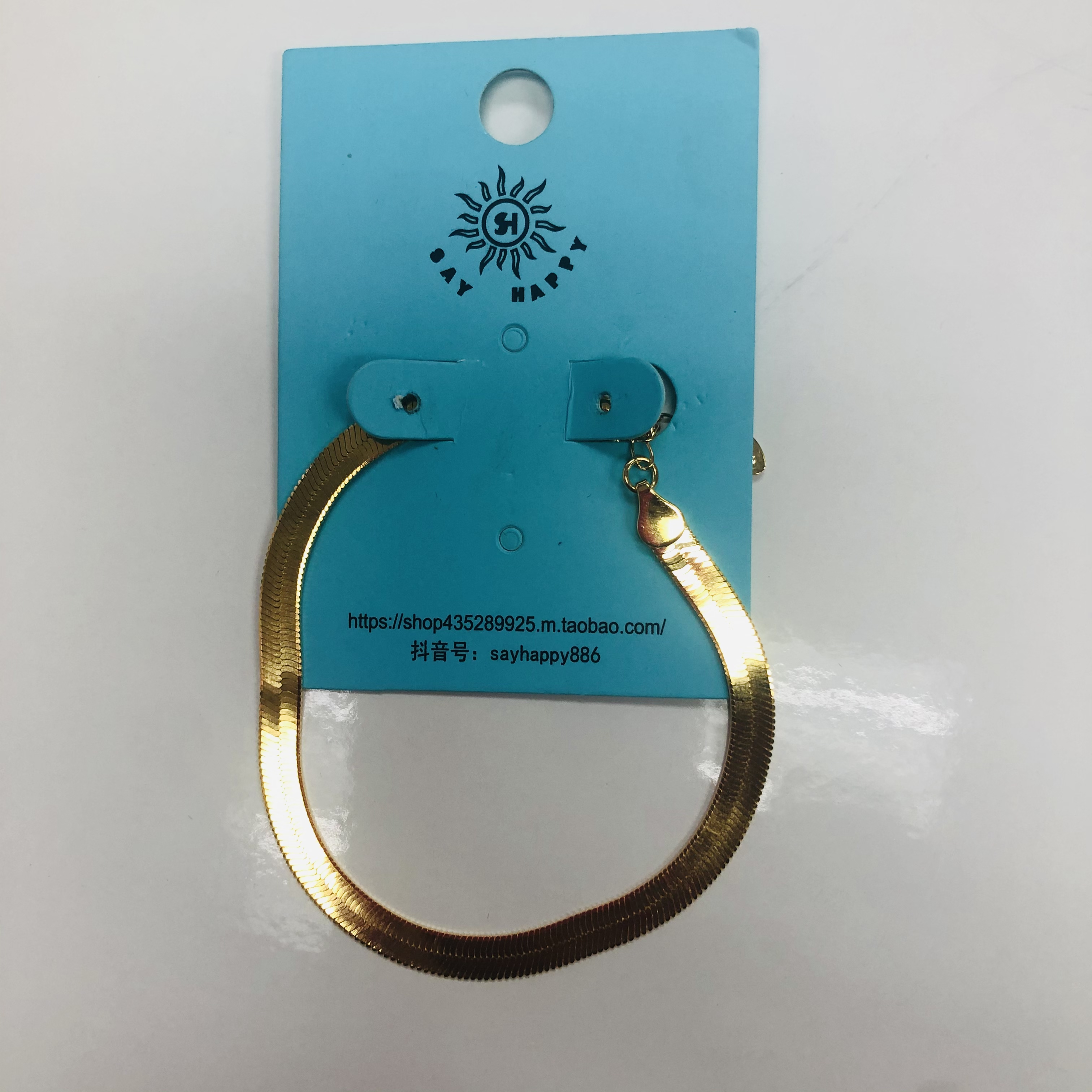 925银手链 SAY HAPPY韩国风通体925简约蛇链手链金色