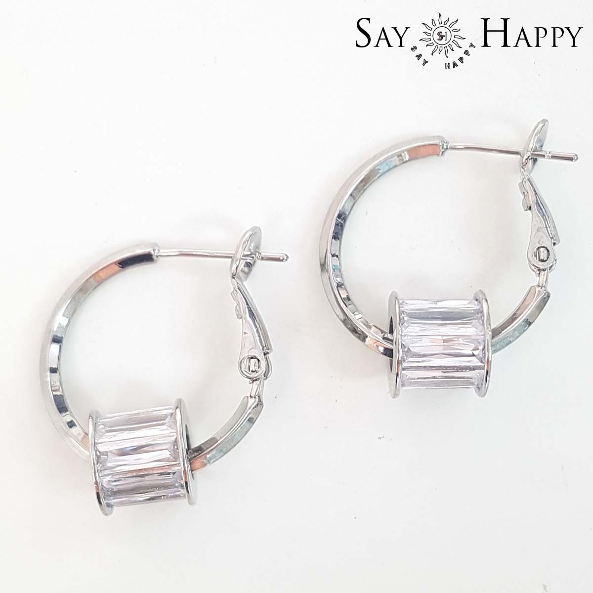 合金合成锆石耳饰 SAY HAPPY韩国风锆石小蛮腰耳环
