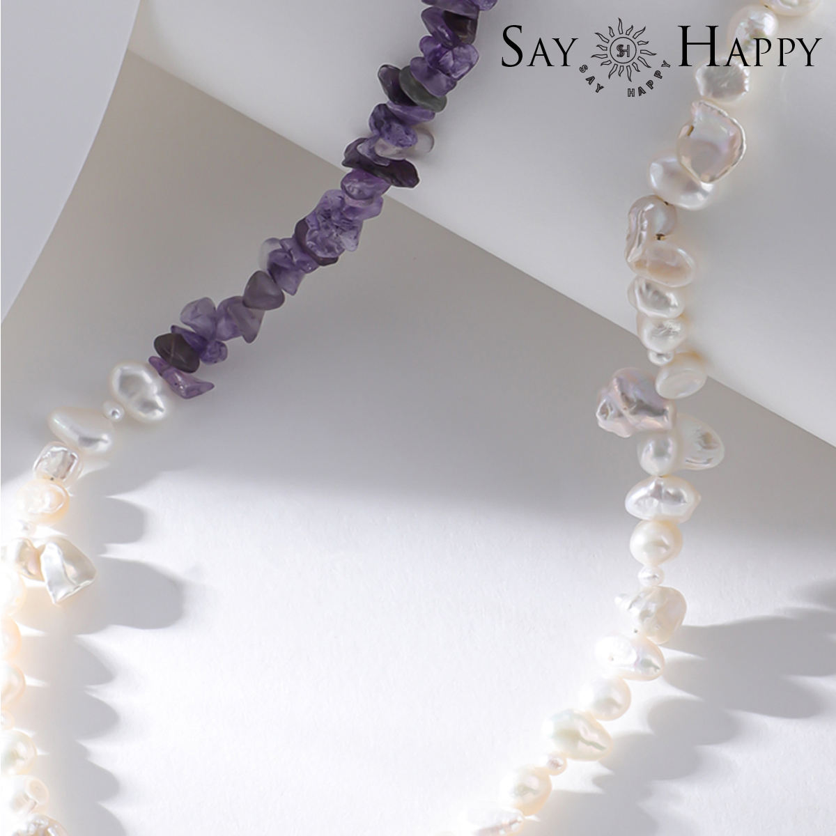 非金属仿水晶项链 韩国风珠珠项链手工气质时尚百搭珠宝