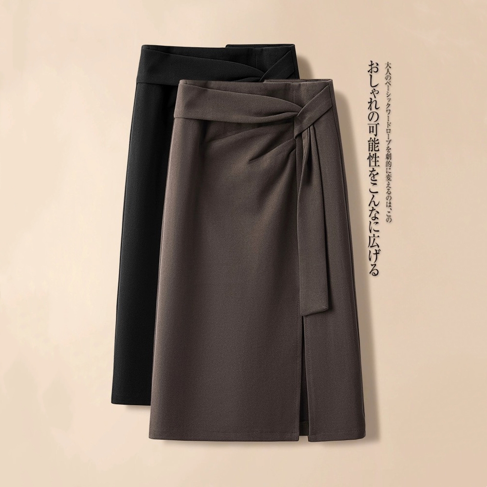 【红人上新】不规则开叉半身裙女冬2025高腰气质优雅修身一步包臀裙