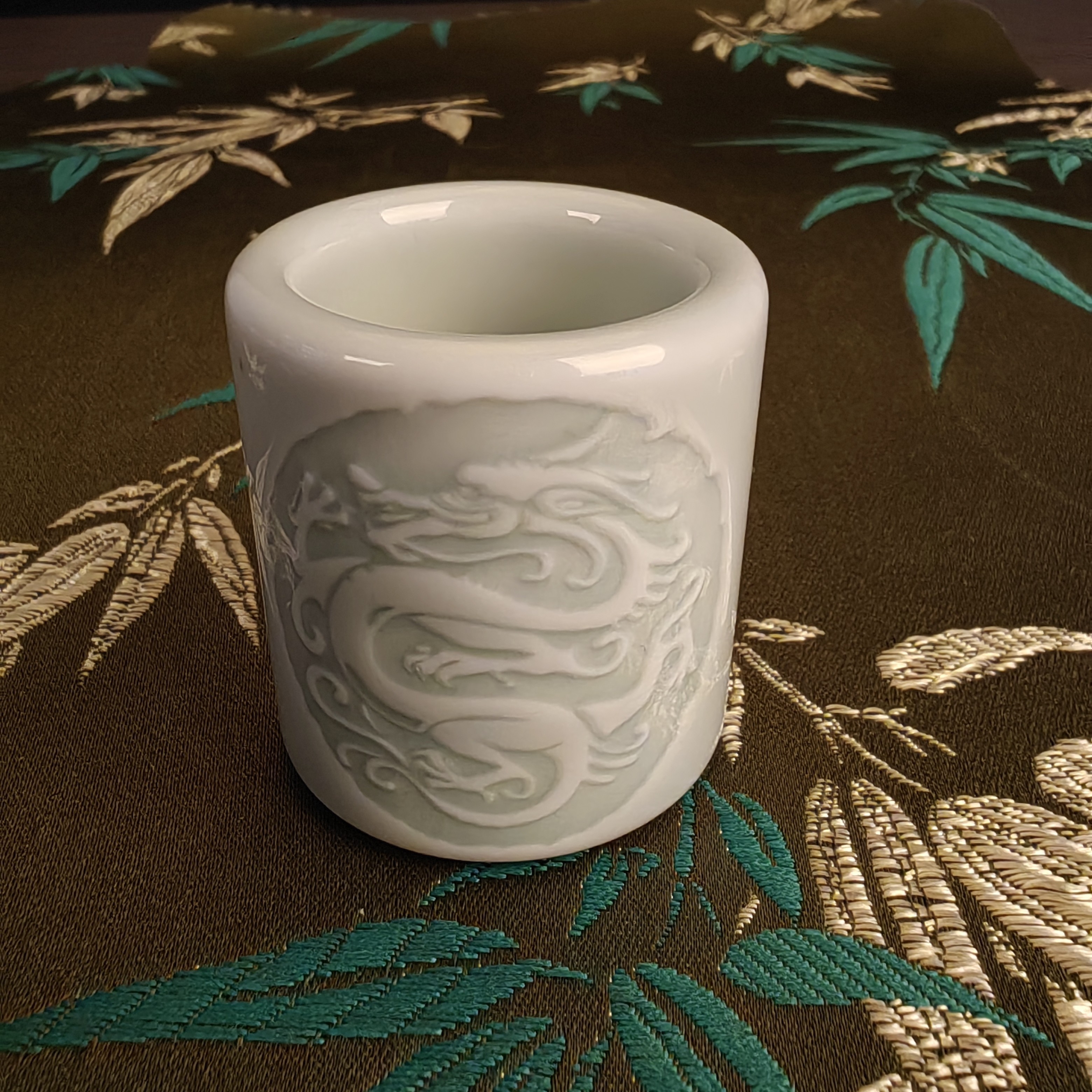 微瑕雕刻龙纹扳指盖仿古泥系列