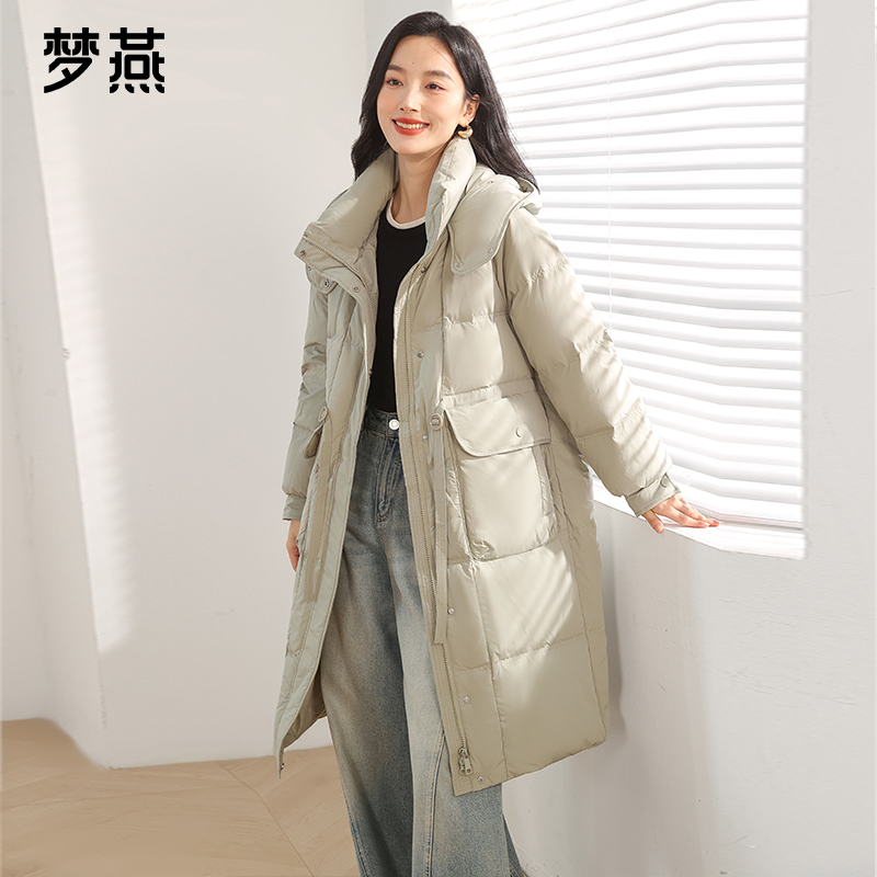 梦燕秋冬女士时尚百搭长款加绒加厚宽松休闲保暖羽绒服CY11B4013D
