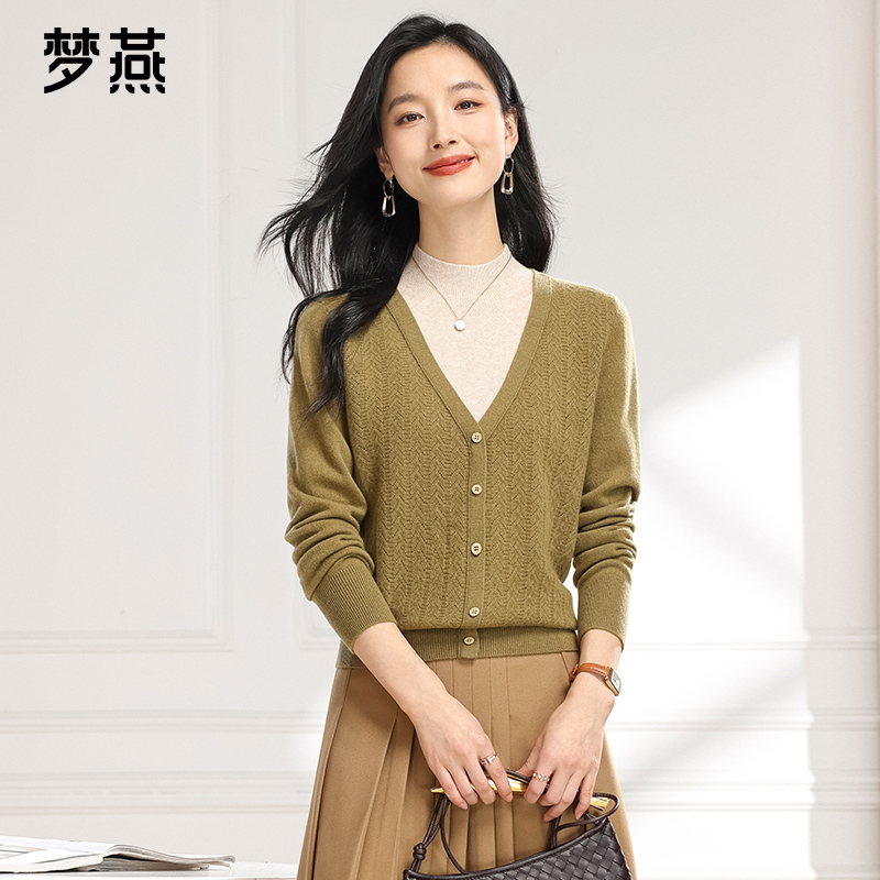 梦燕秋冬女保暖高雅大气时尚纯羊毛衫圆领假两件针织衫CC11B4516