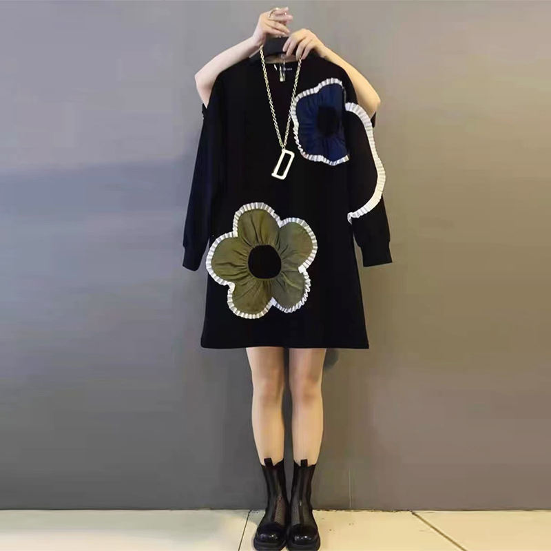 胖妹妹MM2025秋冬新款大码女装卫衣连衣裙遮肚显瘦洋气减龄打底裙