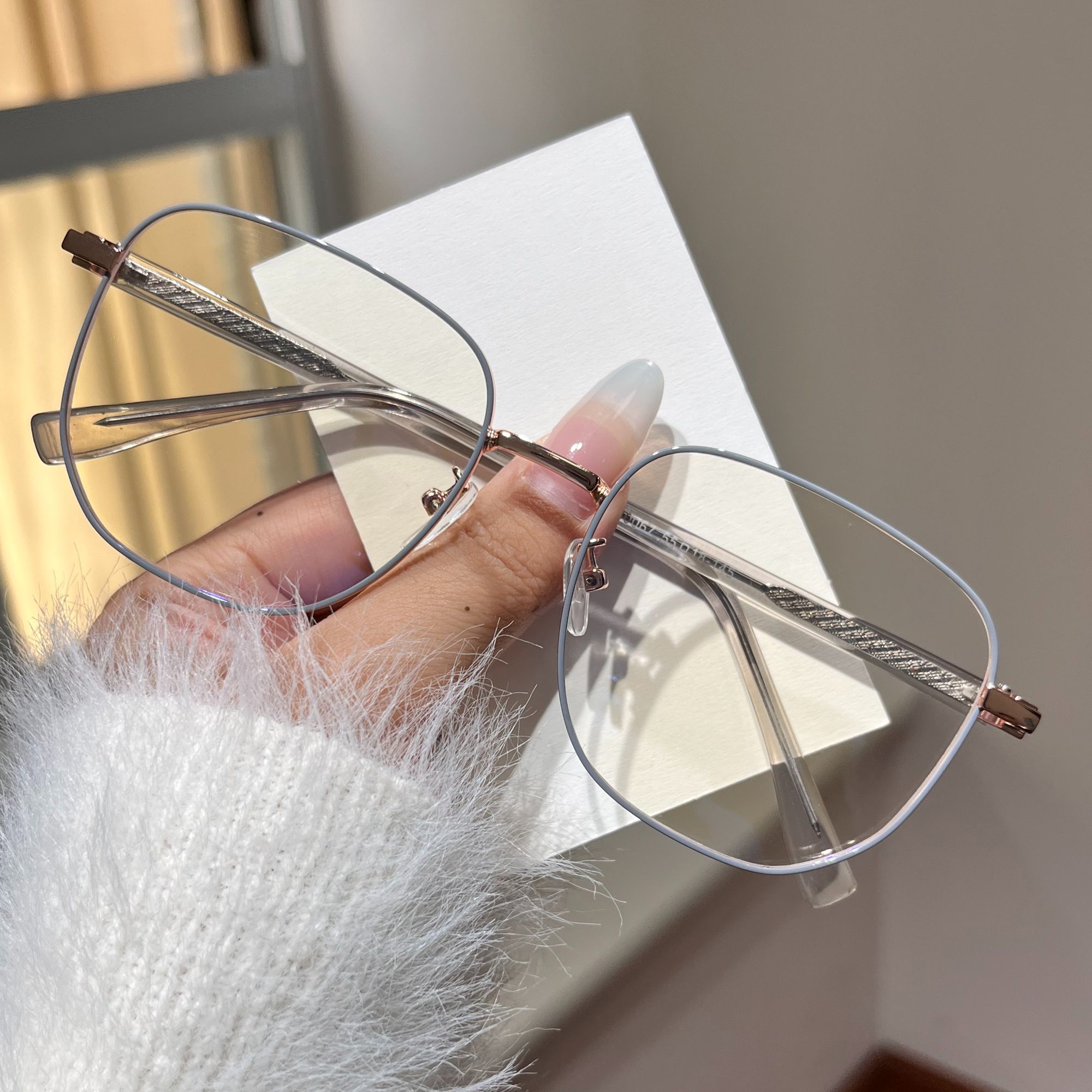 30067斯文流行潮流细框网红韩版学生圆框方圆脸防蓝光近视眼镜