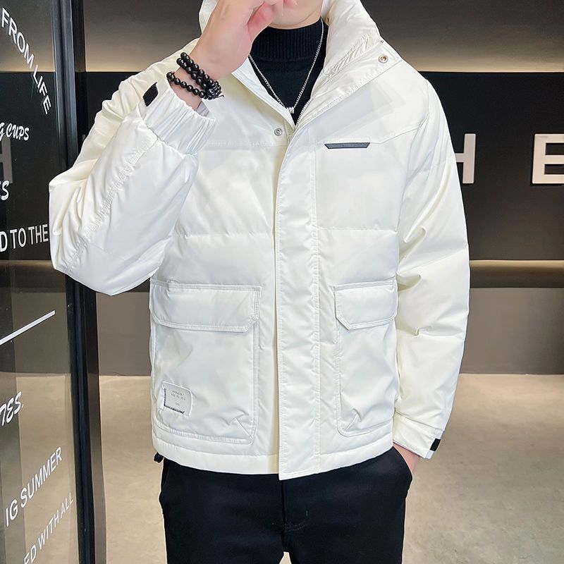 羽绒服男新款青年立领羽绒服外套时尚亮面轻薄短款保暖羽绒服外套