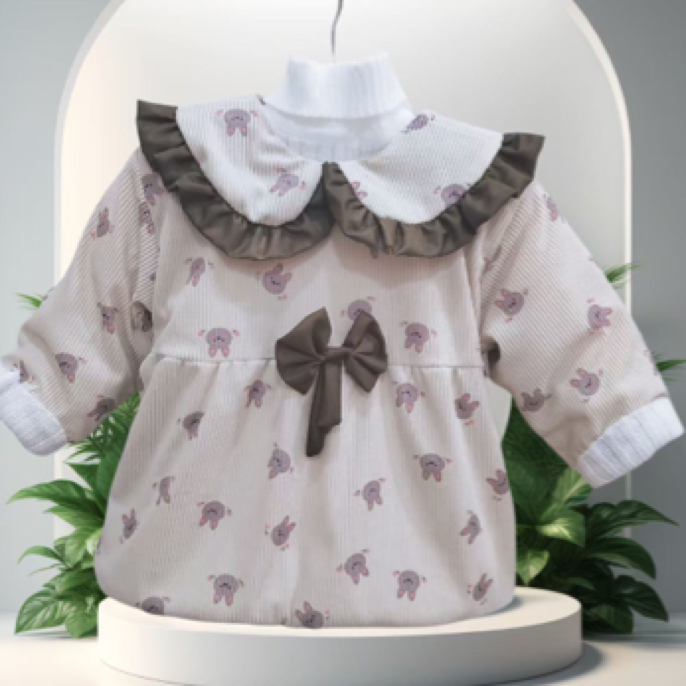 宝宝秋冬加棉加厚罩衣男女儿童吃饭围兜防脏婴儿围裙