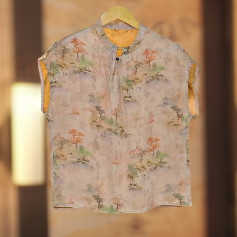 [江山图]夏季新款中式返潮复古衬衫 休闲上衣百搭女装5002