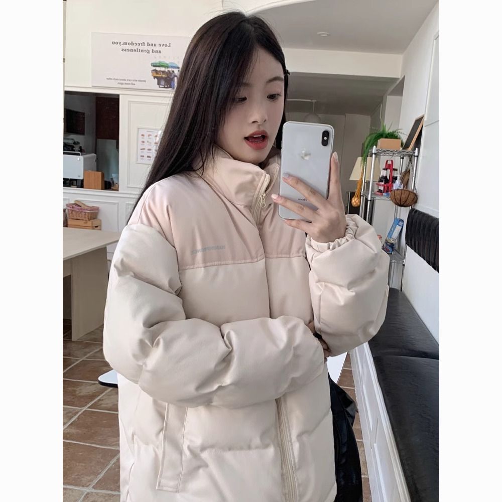 波司澄冬季加厚PU皮羽绒衣羽绒服女2023新款oversize情侣立领保暖