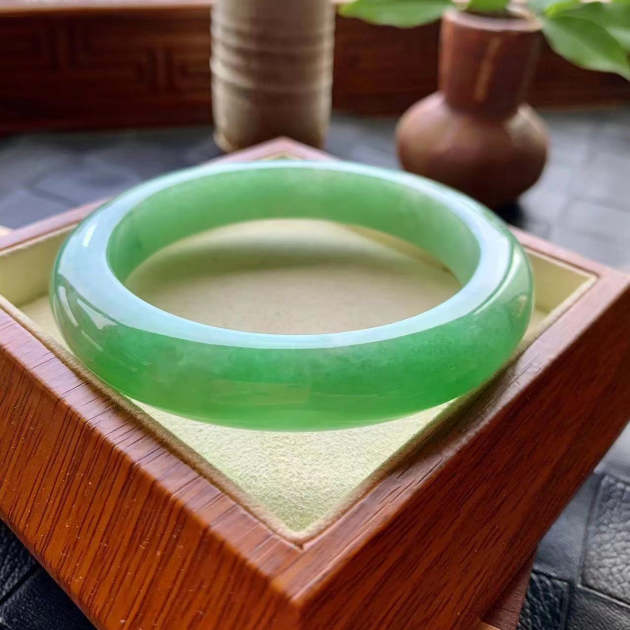 满绿正圈翡翠手镯圈口5960编号1502