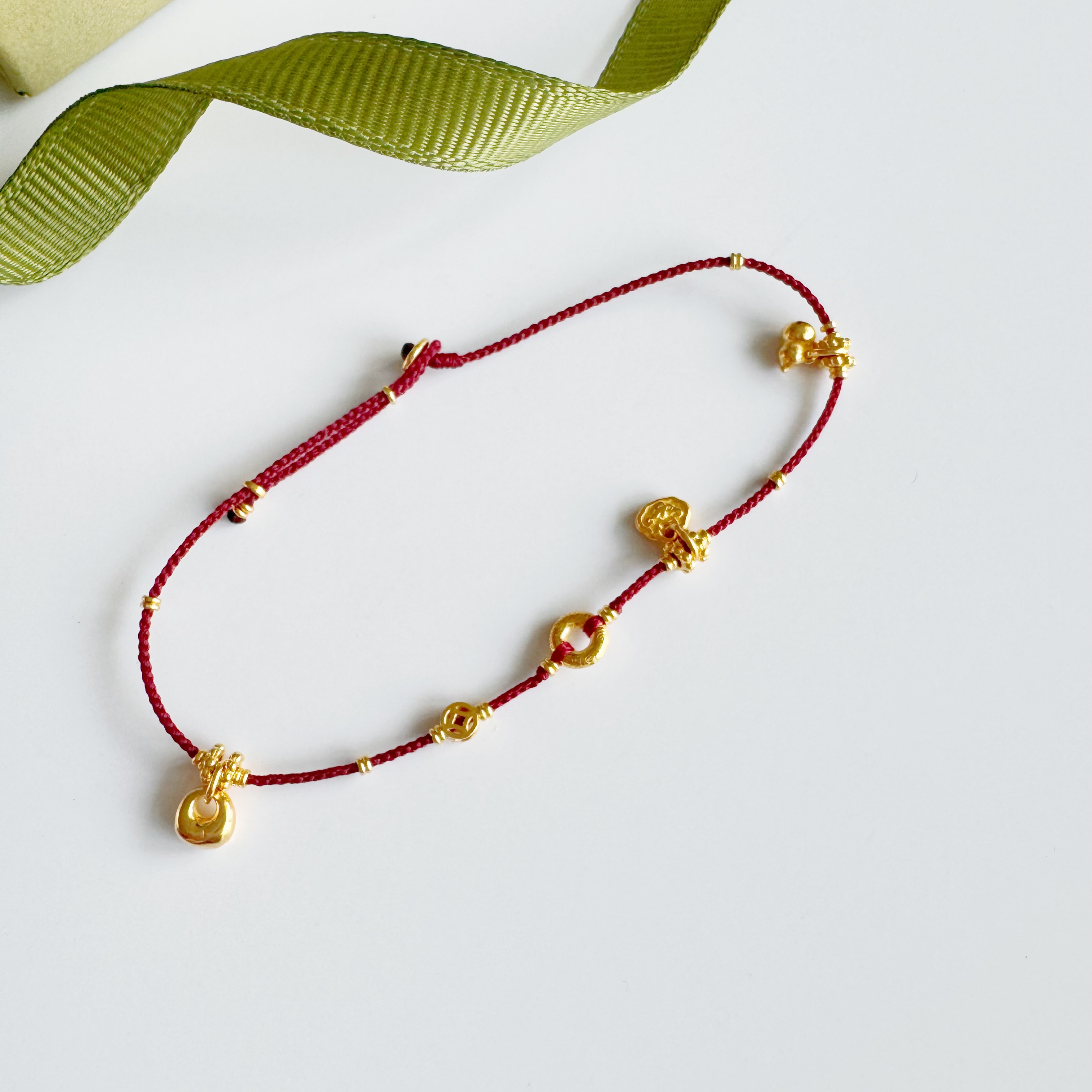 多宝平安招财手工编织手绳脚链足金新中式小众礼物