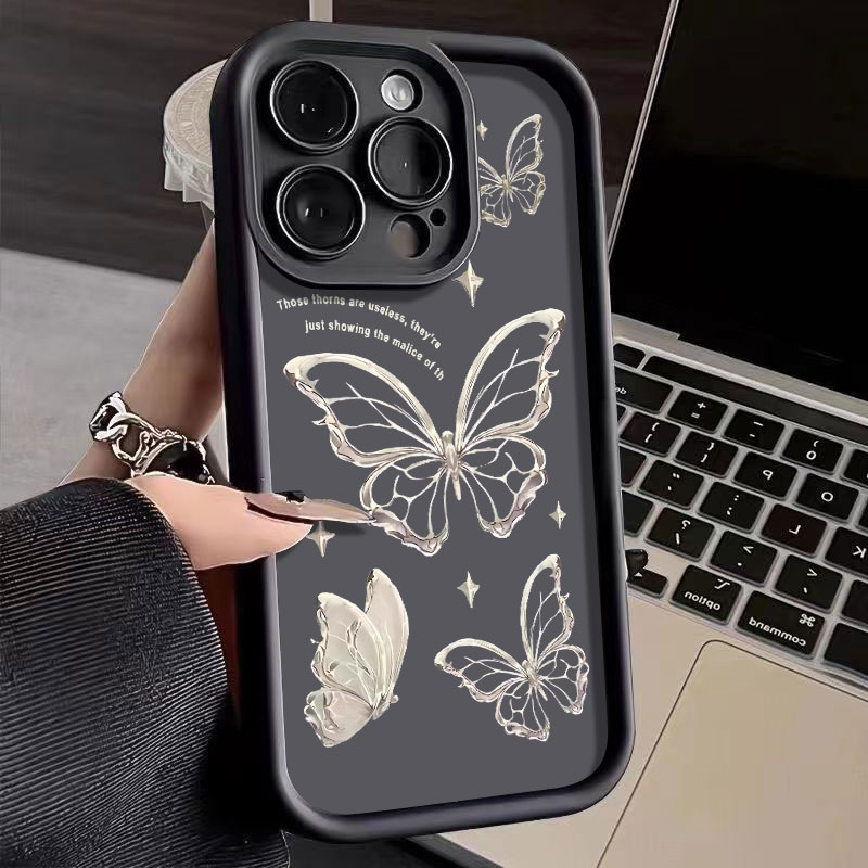 全包个性蝴蝶适用苹果15手机壳iphone15promax气囊12硅胶14/13