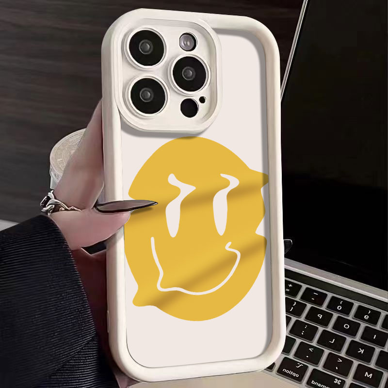 全包扭曲笑脸适用苹果15手机壳iphone15promax气囊12硅胶14/13