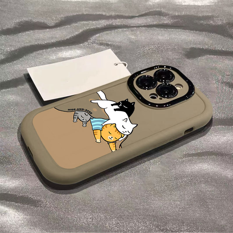 高级感卡通猫咪适用苹果15promax手机壳iphone14全包13/12/11/x