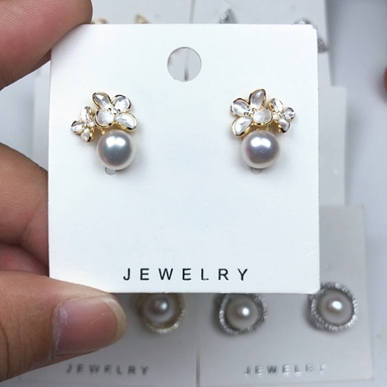 淡水珍珠耳饰银S925镶嵌