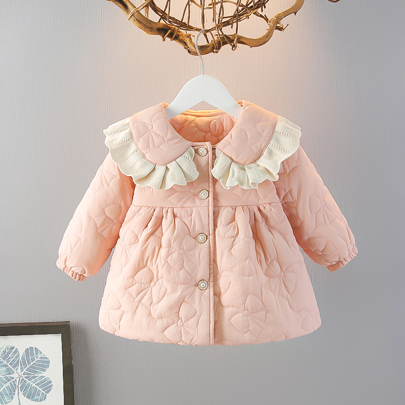 女宝宝新款薄绒棉衣秋冬季夹棉外套洋气时髦韩潮保暖棉袄女童外套