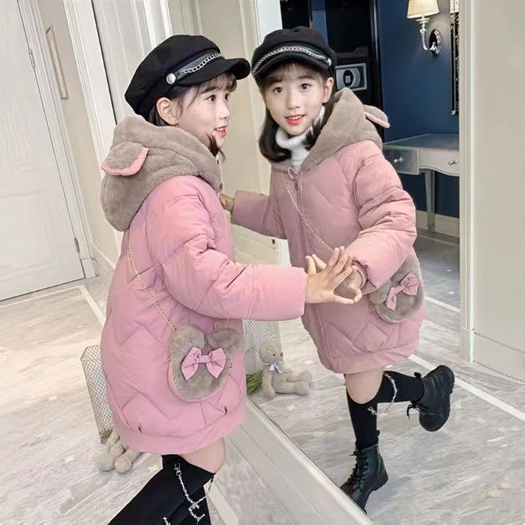女童棉服冬装2022新款中大童小女孩加绒加厚冬季儿童夹棉外套棉衣