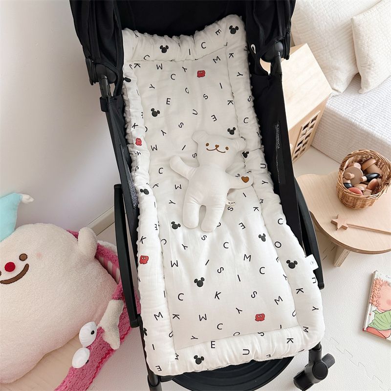 婴儿车棉垫通用型四季秋冬可机洗坐垫棉褥两用摇篮小褥子推车垫厚
