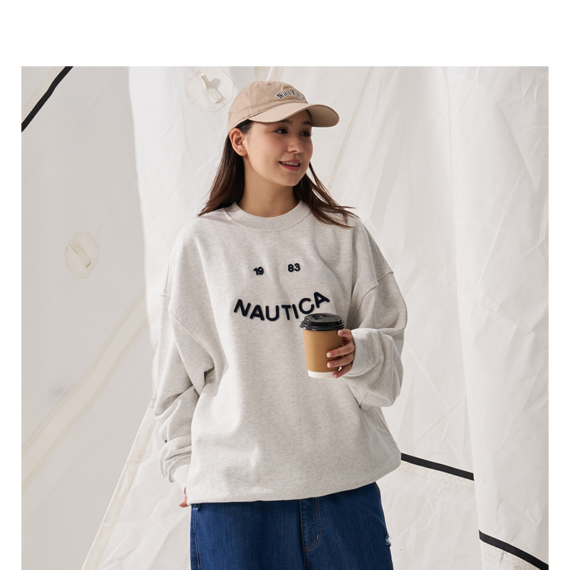 nautica 白帆日系早秋新款无性别休闲圆领卫衣KW4317雅丹风