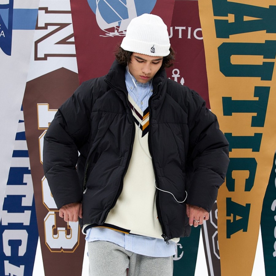 nautica早秋白帆冬季户外纯色百搭时尚宽松外套立领羽绒服JW2481