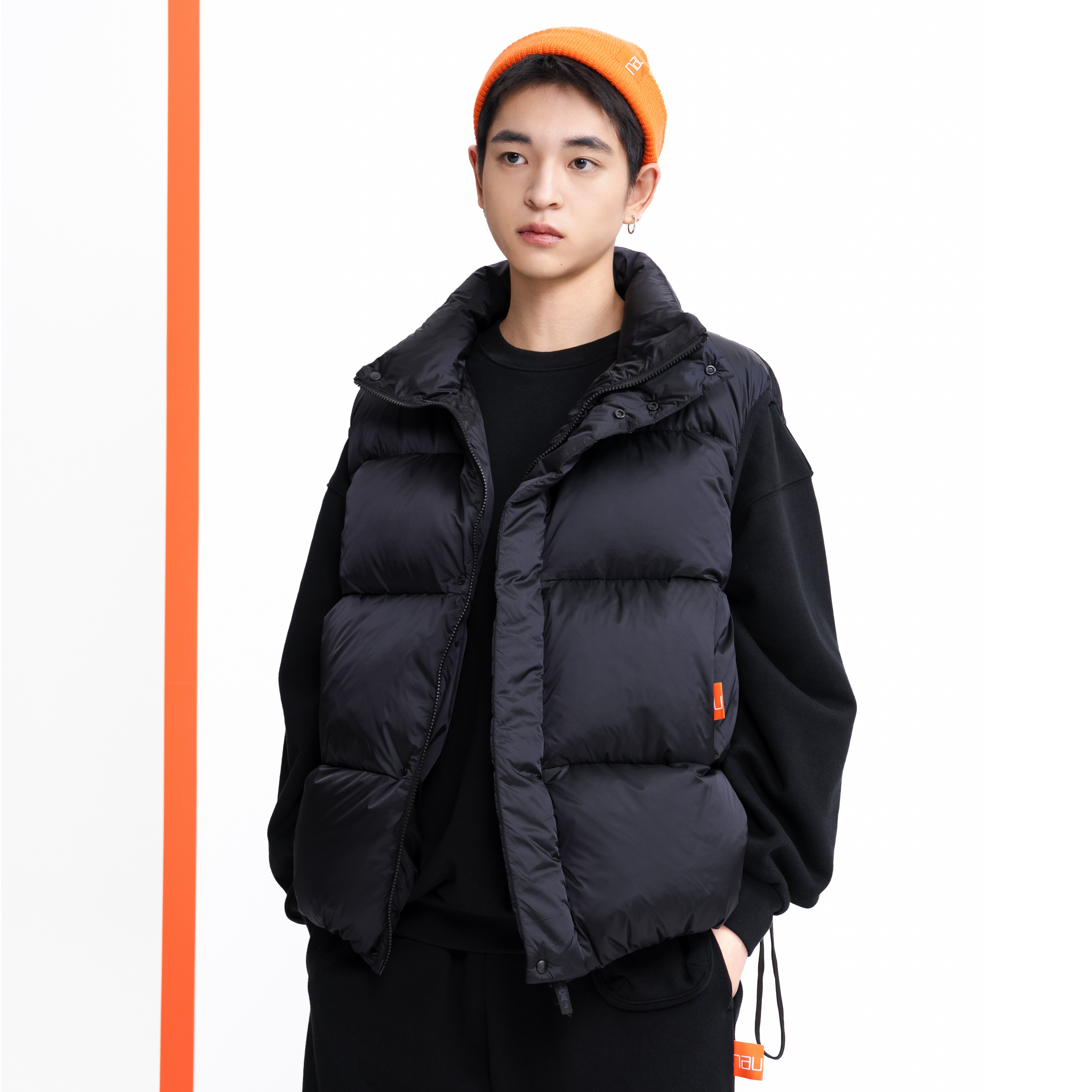 nautica 白帆23秋冬新款休闲百搭户外宽松羽绒背心马甲 HYJW3402