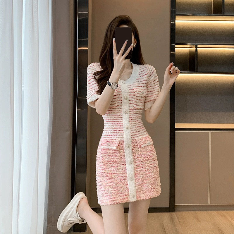 【Dirn】小香风显瘦小个子连衣裙E55722