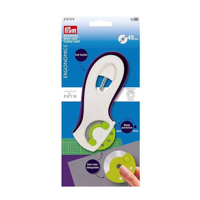 prym人体工程设计带护具45㎝手工轮刀可坐,立切割