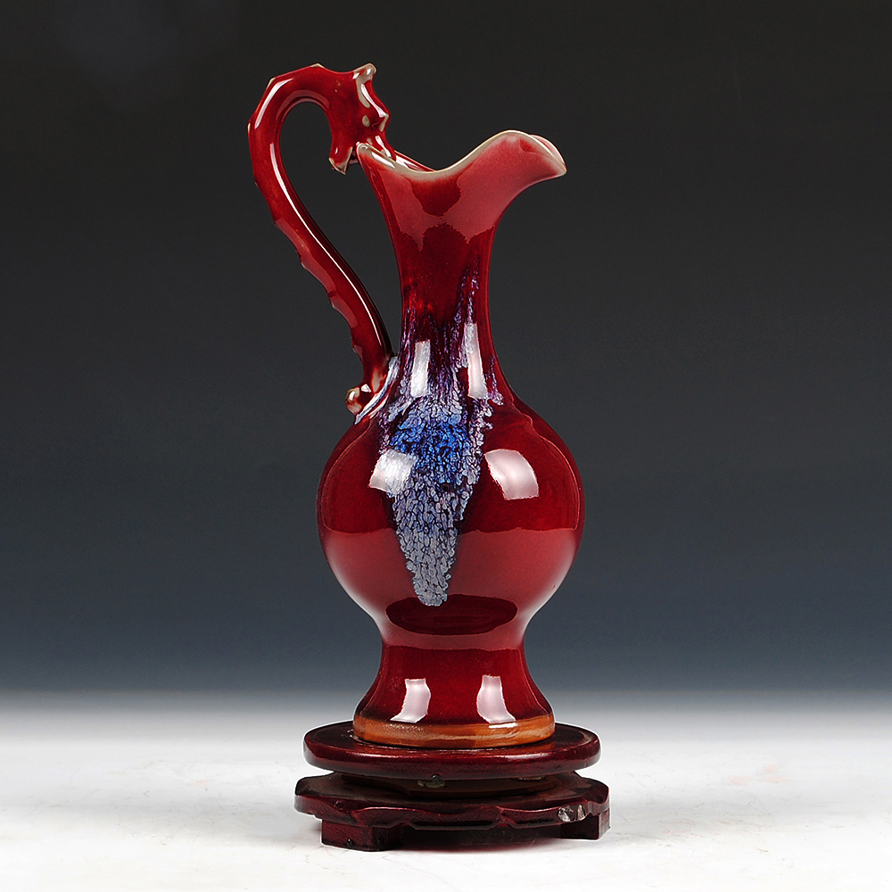 景德镇陶瓷器 仿古窑变钧瓷小花瓶现代家居饰品客厅电视柜摆件