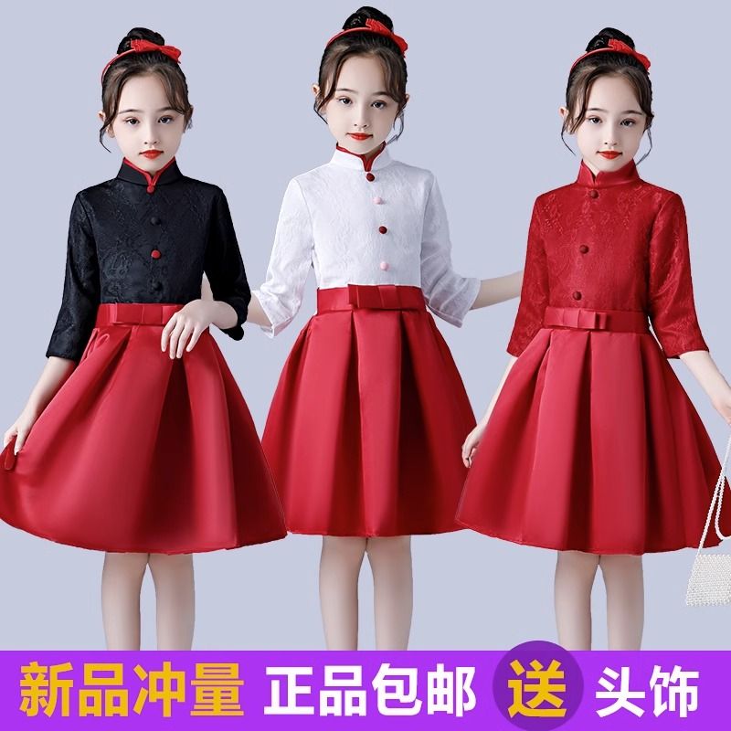 儿童合唱服装演出服男女童礼服中小学生表演朗诵纱裙大合唱团全套