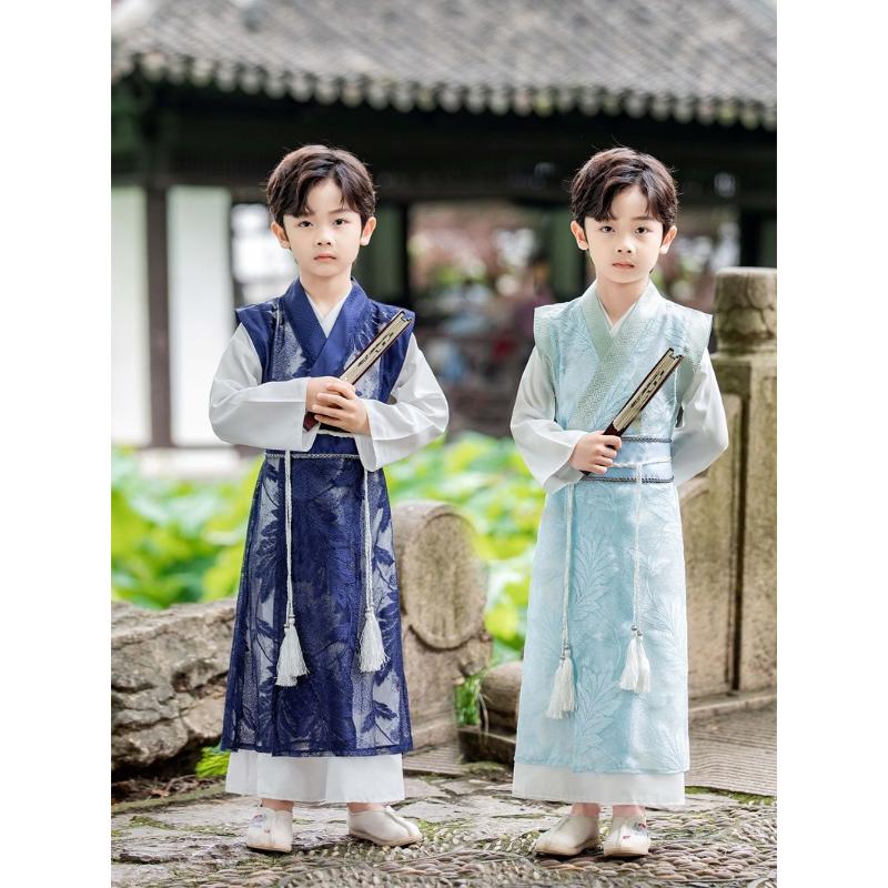 新款儿童汉服中国风男书童演出服三字经古装国学服开学典礼表演服