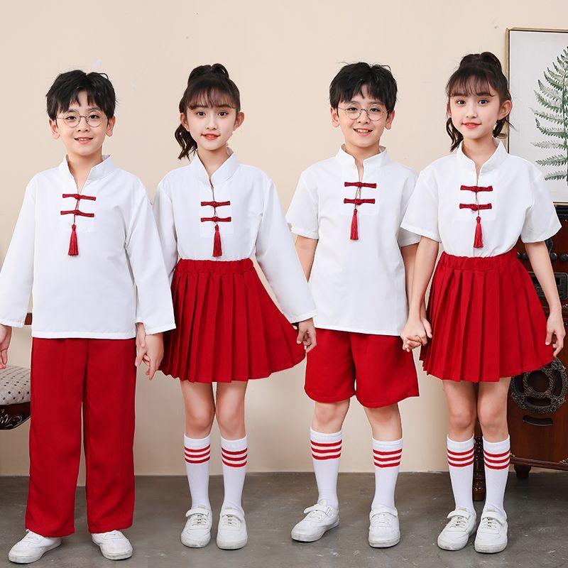 元旦儿童中国风合唱服幼儿园园服中小学生大合唱诗歌朗诵演出服装