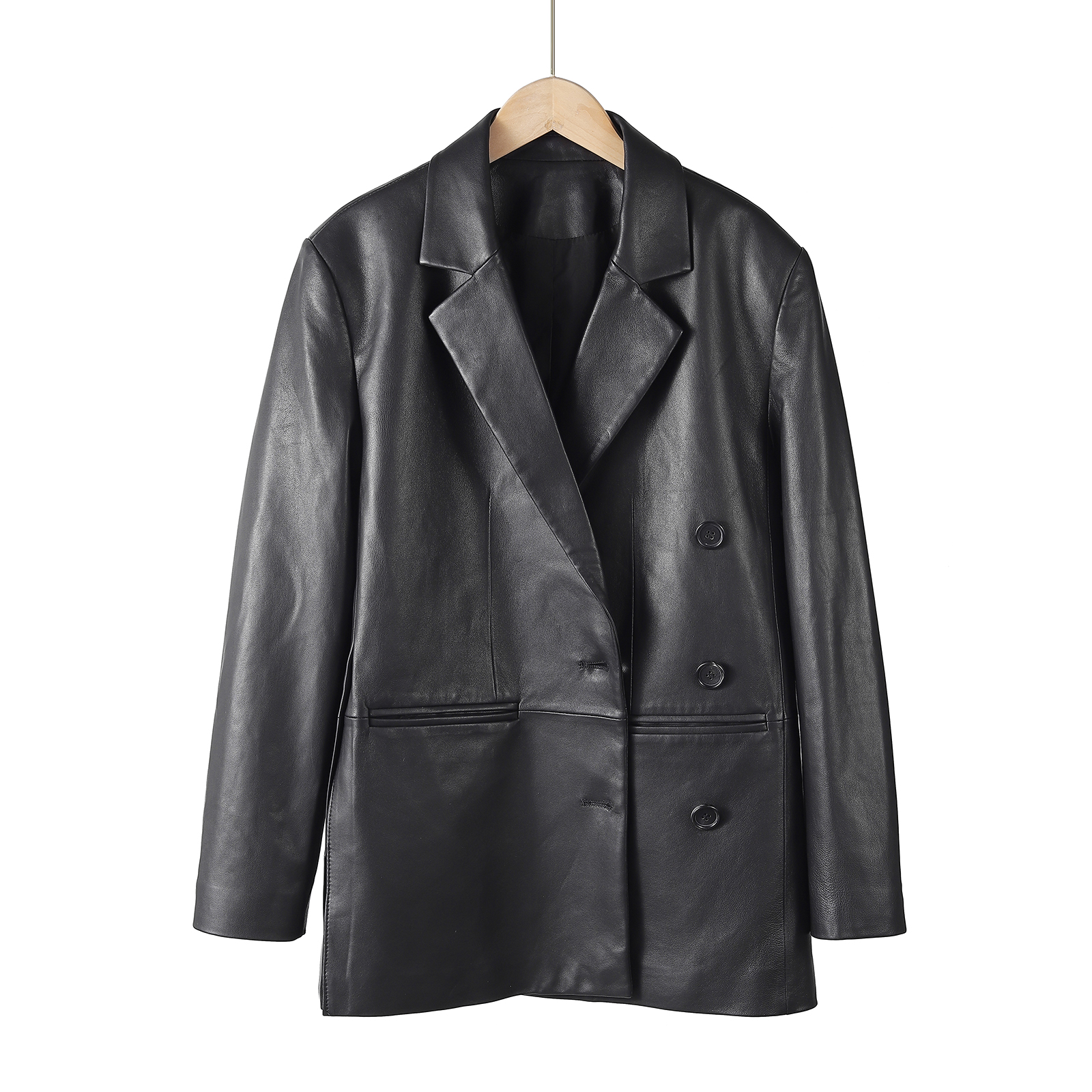 MarKhor JacKet 女士纽扣西装中国风气质春秋绵羊真皮皮衣2046