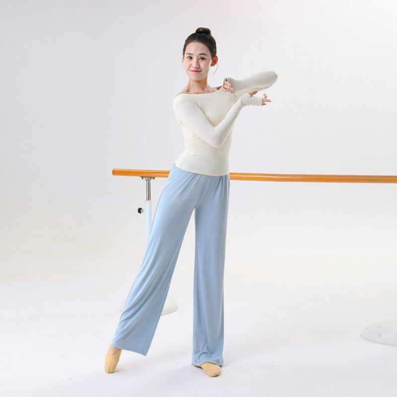 舞蹈裤古典舞练功服女飘逸阔腿裤现代舞形体服练功裤黑色舞蹈裤女