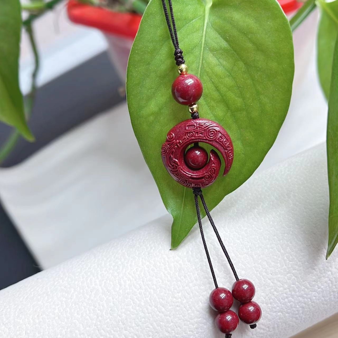 含辰砂工艺品朱砂高含量紫金砂【貔貅手机挂件】蛇年本命年男女款