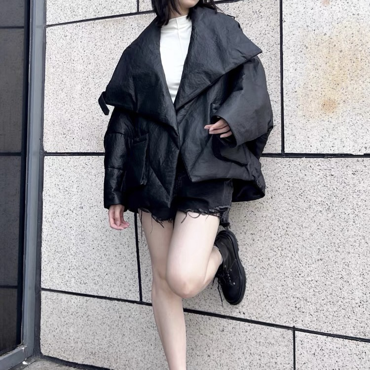 时尚宽松版真皮绵羊皮鹅绒服洋气