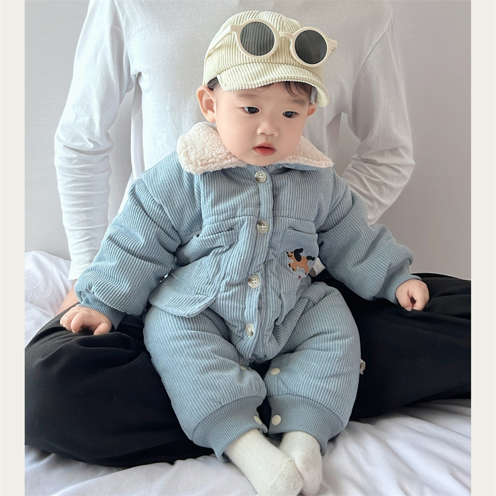 婴儿衣服秋冬新款宝宝冬装棉衣韩版洋气婴幼儿加绒连体衣满月百天