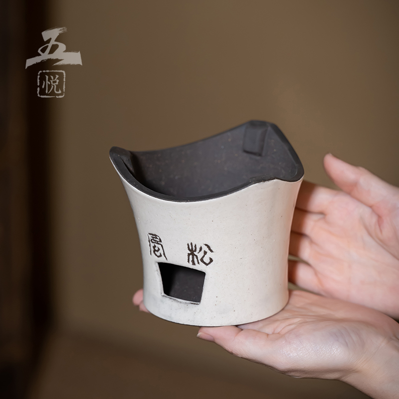 百讯陶瓷景德镇半斋粉引松风酒精炉复古煮茶炉温茶炉茶具配件煮茶