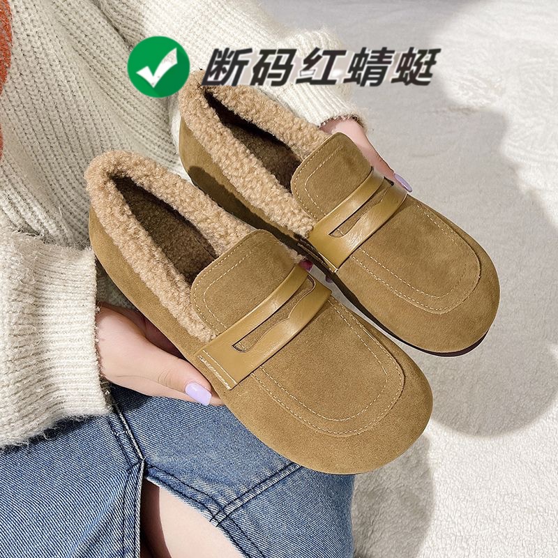 勃肯鞋！羊羔绒加绒厚底百搭软底软面防寒保暖冬季加绒豆