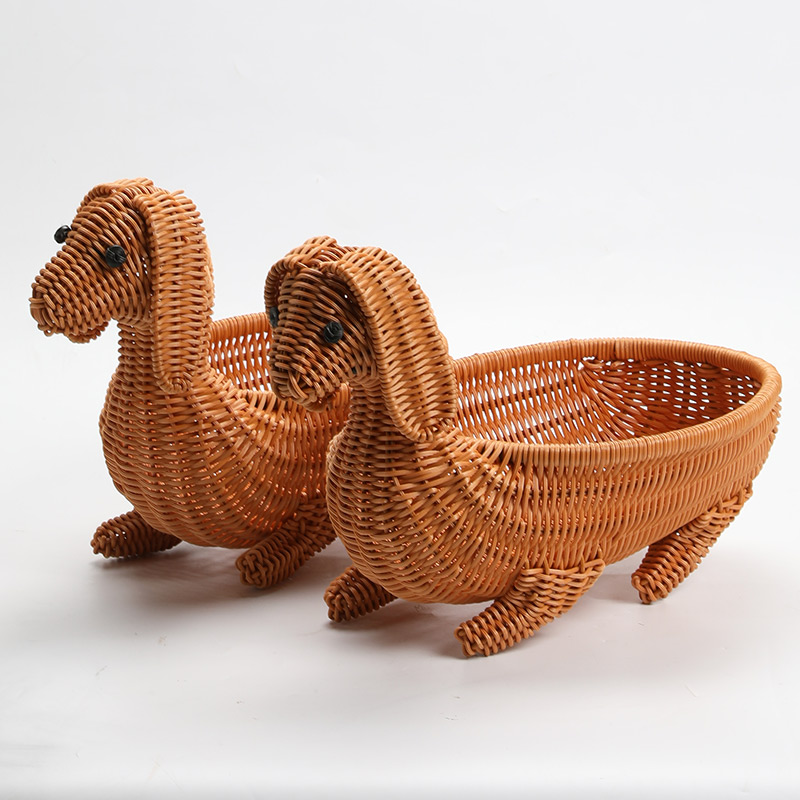 Kens手工仿藤编动物果盘家用零食干果点心水果篮客厅创意摆件