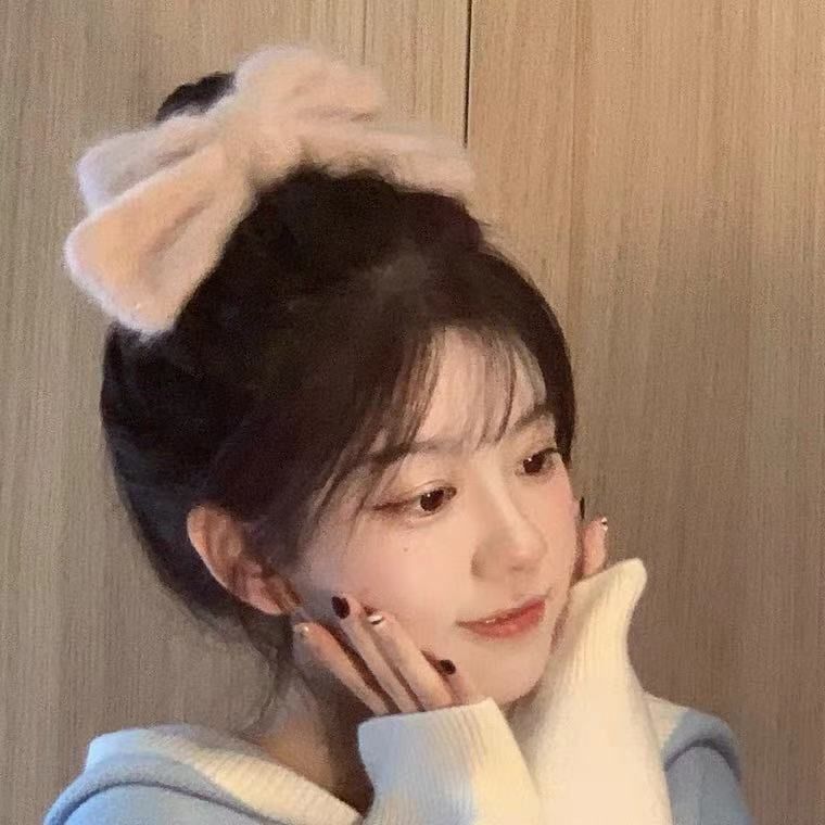 温暖回归~甜美毛绒蝴蝶结发夹顶夹毛毛发卡仿水貂毛秋冬日韩发饰
