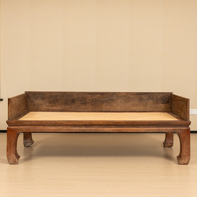 清早期 榉木三围屏独板罗汉床 古董家具