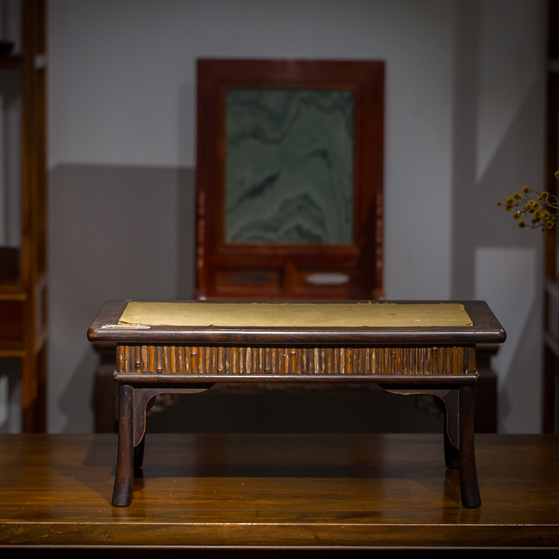 清代 红木活面暗屉嵌竹炕桌 古董家具