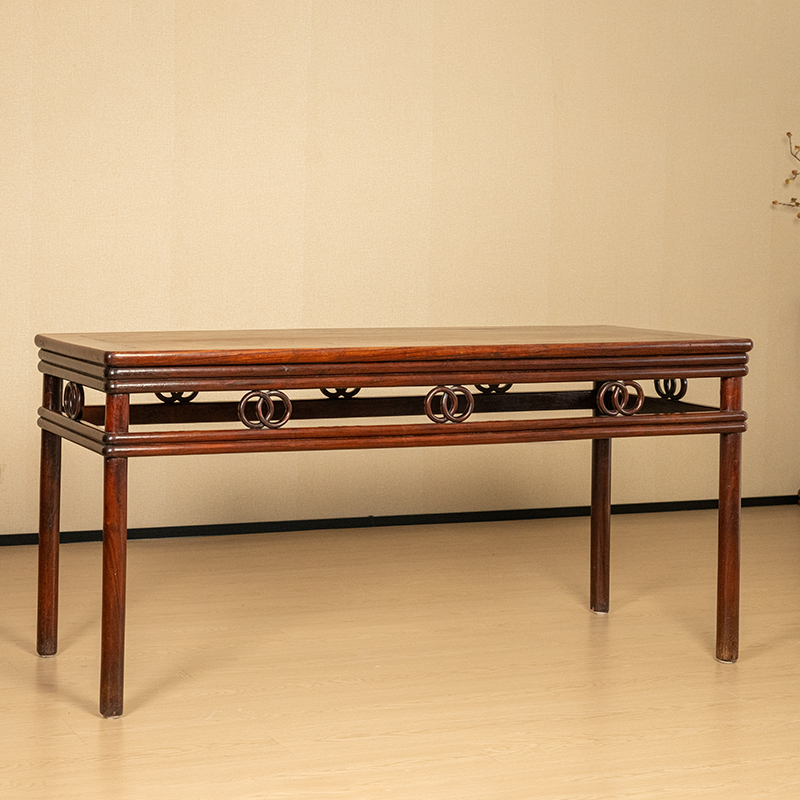 【镇馆之宝】明代 黄花梨双圈卡子花大画桌（售价1100万） 古董家具