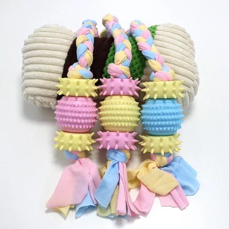 耐用无毒舒适宠物玩具TPR材料耐咬磨牙狗狗用品棉绳布条骨头玩具