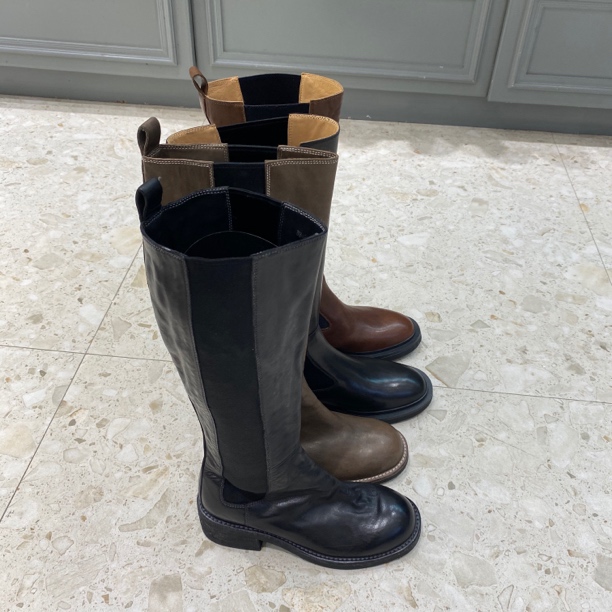 F代拍按主播要求拍真皮百搭真皮女短靴高靴