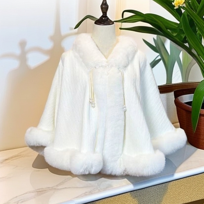 【晚风】冬季高档加厚保暖毛绒斗篷旗袍专搭披肩时尚女士百搭短外套