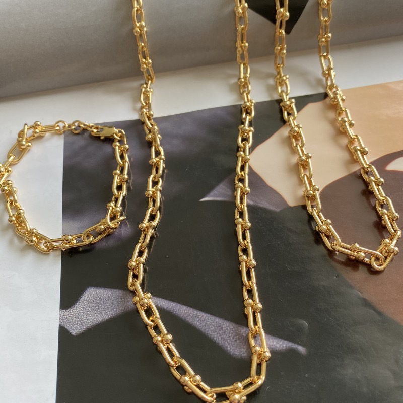 铜合金项链 时尚冷淡风甜酷手工U型马蹄链项链手链